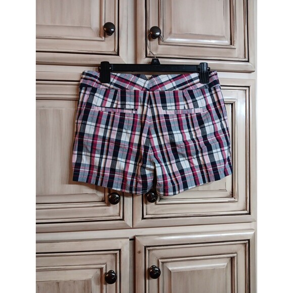 Banana Republic Shorts Womens 2 Pink Blue Plaid Pockets - Picture 3 of 5